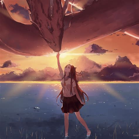 Download Wallpaper 2780x2780 Girl Dragon Lake Anime Art Ipad Air Ipad Air 2 Ipad 3 Ipad 4