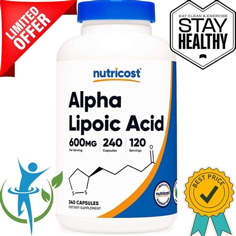 Nutricost Alpha Lipoic Acid 600mg Per Serving 240 Capsules