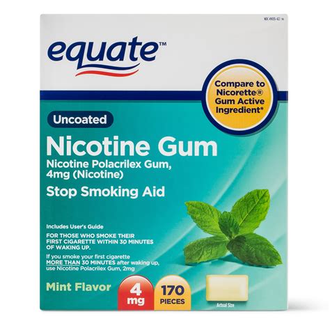 Equate Nicotine Polacrilex Gum 4 Mg Nicotine Stop Smoking Aid Mint