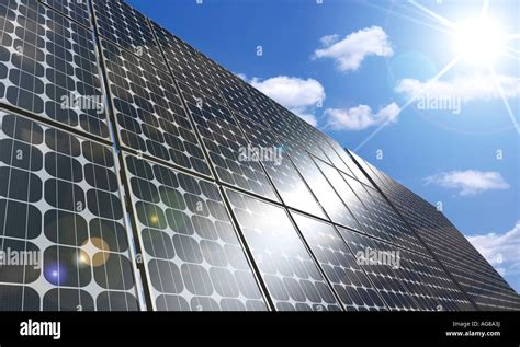 Solar Panel Under Blue Sky Sun Energy Environmental Technologies And