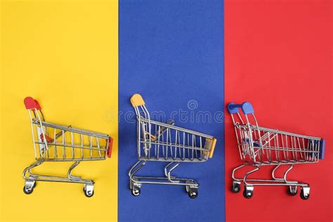 Composici N Puesta Plana Con Las Carretillas Que Hacen Compras Vac As