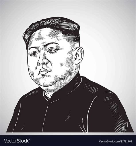 Kim jong un portrait hand drawn drawing cartoon Vector Image