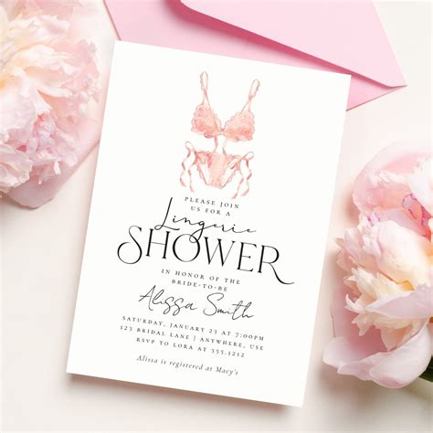 Modern Elegant Black Lingerie Bridal Shower Invitation Zazzle