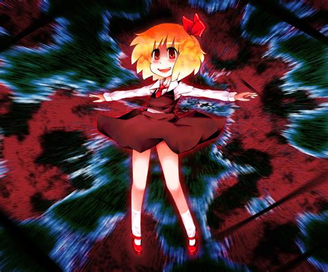 Safebooru Blonde Hair Hair Ribbon Necktie Open Mouth Outstretched Arms Red Eyes Ribbon Rumia