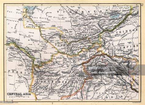 Antique Map Of Central Asia Afghanistan Kashmir Persia Turkestan 19th Century 1890s High Res