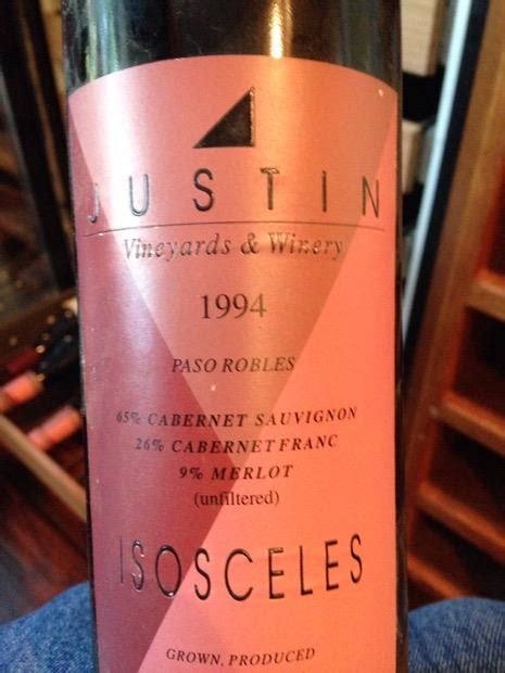 1994 Justin Vineyards And Winery Isosceles Usa California Central