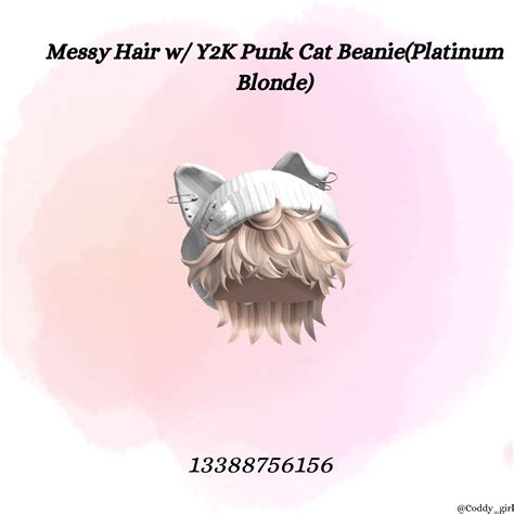 Messy Hair W Y K Punk Cat Beanie Platinum Blonde CODE Punk Cats Messy Hairstyles Blonde