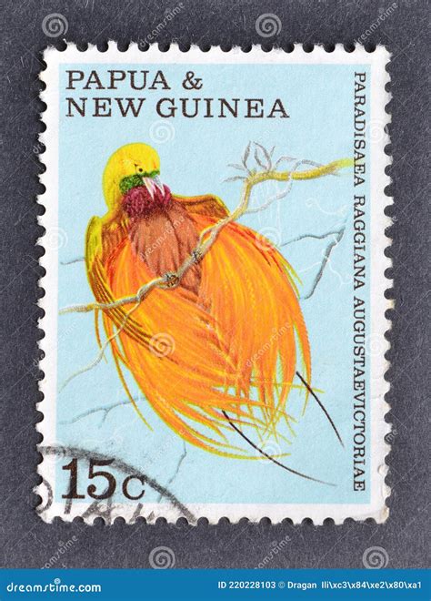 Stamp From Papua New Guinea Shows Papuan Lorikeet Charmosyna Papou