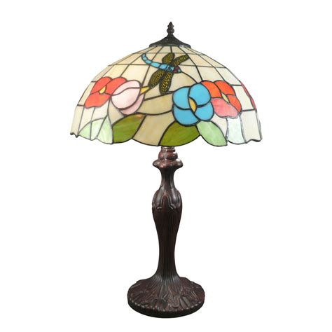 Lampe Style Tiffany Libellule Avec Fond Blanc Luminaire En Vitrail