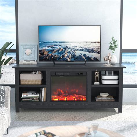 Buy Jummico Fireplace Tv Stand For Tvs Up To Inches Farmhouse Wood