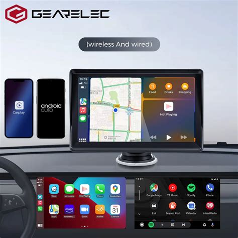 Gearelec Lecteur Vid O Sans Fil Pour Voiture CarPlay Android Auto Cran