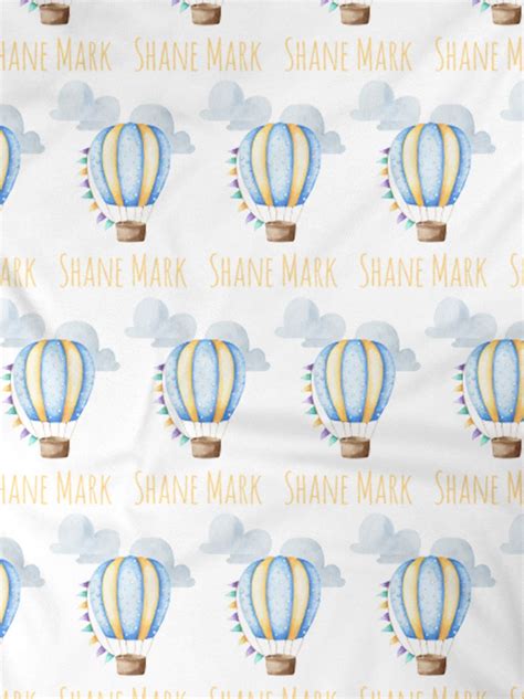 Personalized Flying Hot Air Balloon Name Baby Boy Blanket Etsy