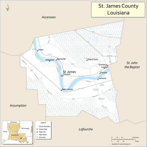 A Map Of St James County With The Location Of Its Major Towns And