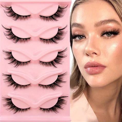 5 Pairs Of Reusable Faux Mink Cat Eye Lashes Mixed Length And Curl