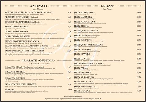 Carte Et Menus 2023 Le Bella Sera à Fontainebleau Thefork