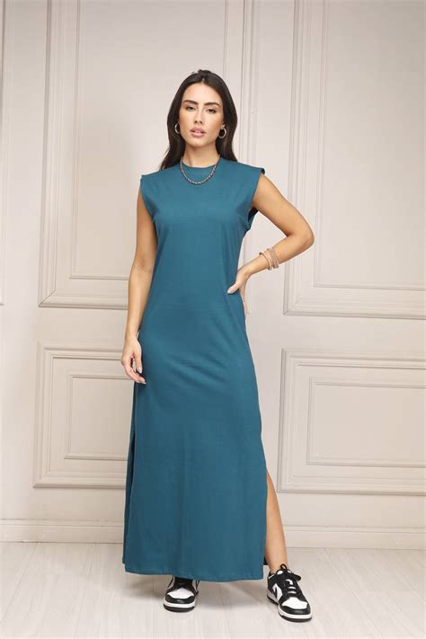 Vestido Midi Azul Petroleo Valentt Fabrica De Moda