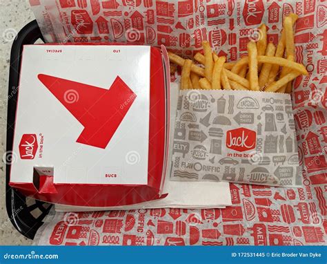 Jack In The Box Burger In A Box And French Fries Editorial Image Image Of Cutlet Butter