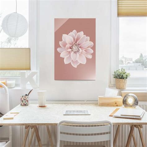 Dahlie Beigerot Rosa Glasbild Im Hochformat Kaufen