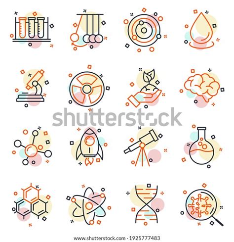 Set Of Science Elements Icon Science Pack Symbol Template For Graphic