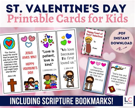 Saint Valentine Printable Cards and Scripture Bookmarks for Kids ...