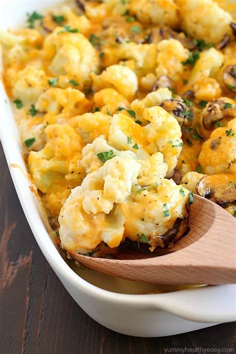 Cheesy Cauliflower Casserole Yummy Healthy Easy