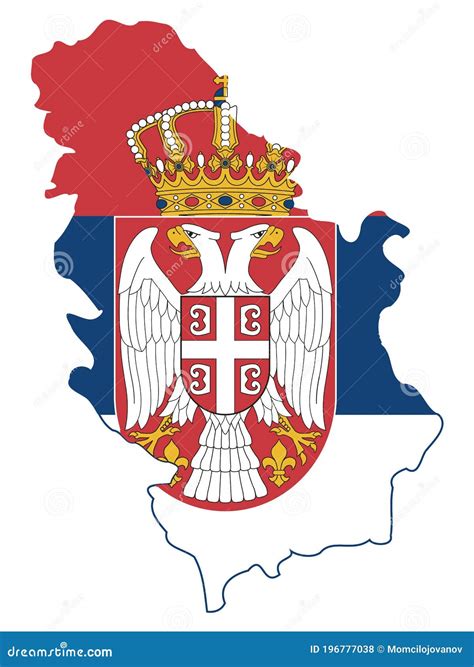 Flag Map of Serbia stock vector. Illustration of republic - 196777038