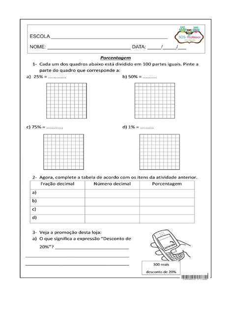 Porcentagem 5 Ano Pdf - Atividade 5 Ano Porcentagem | PDF