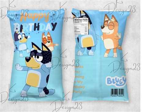 Bluey Chip Bags Etsy