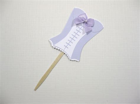 Lavender White Corset Cupcake Toppers Food Picks Bridal Shower Favors Lingerie Shower