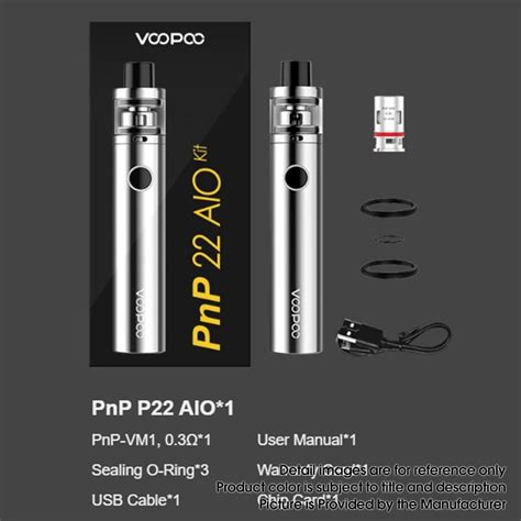 Buy Authentic Voopoo Pnp 22 50w 2000mah Aio Pen Vape Silver Kit