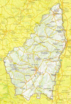 carte physique du departement de lardeche