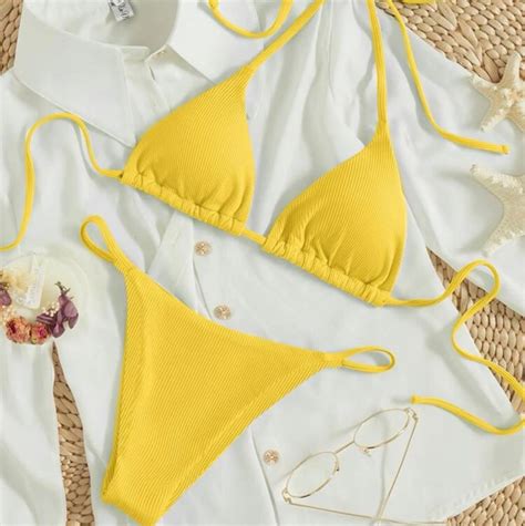 Rib Bikini Swimsuit Women S Fashion Swimwear Bikinis Swimsuits On Carousell