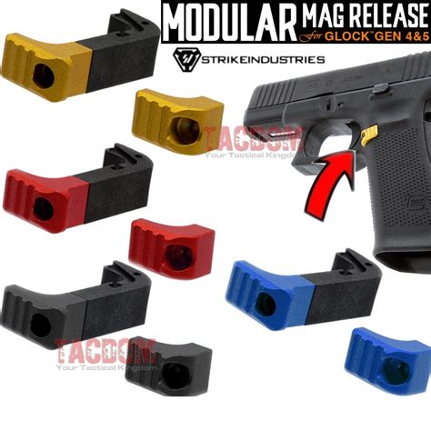 Strike Industries Modular Extended Magazine Release For Gen 4 5 Glock Red Black Blue Titan Gold