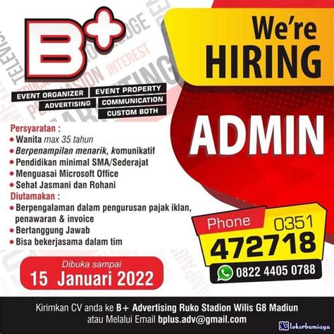 Lowongan Kerja Admin Beplus Advertising Madiun Periklanan Pendidikan