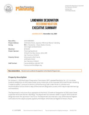 Fillable Online Commissions Sfplanning Landmar San Francisco Planning