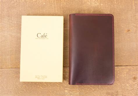 Cafe Note B6 Slim Cover Burgundy Leather with Deep Red Stitching