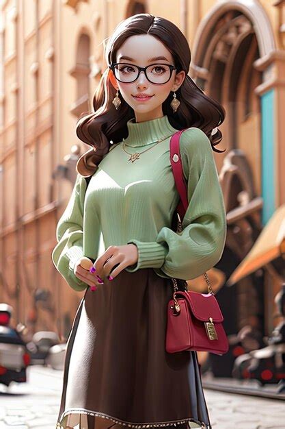 Premium Ai Image A Woman Wearing Glasses And A Green Sweater With A