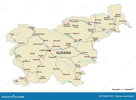 Map Of The Main Railway Routes In Slovenia Stock Vector Illustration