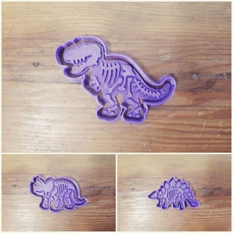 Free Stl File Fossil Dinosaur Cookie Cutter Set D Printable Object