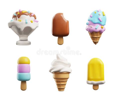 Helado 3 D Iconos Set Vectorial Fruta O Helado De Vainilla Giratorio En