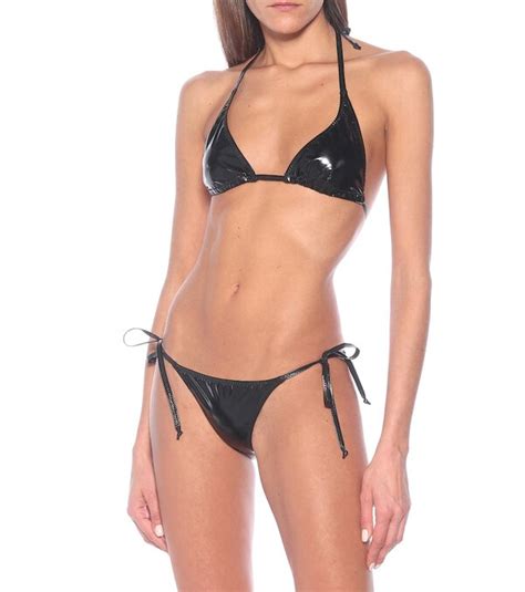 Buy Lisa Marie Fernandez Pamela Metallic Pvc Bikini Black At 30 Off