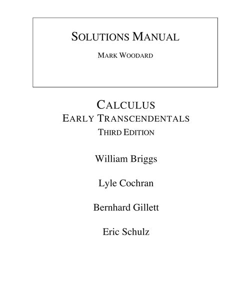 [solution Manual] Calculus Early Transcendentals 3rd Edition Notes