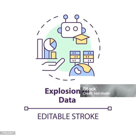 2d Colorful Thin Linear Icon Explosion Of Data Concept Stock Illustration Download Image Now