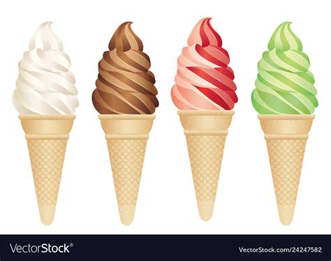 Set Four Soft Serve Ice Creams Royalty Free Vector Image