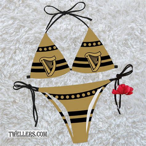 Black Stripe Guinness Triangle Bikini Set Swimsuit Tw Hearthtops Store