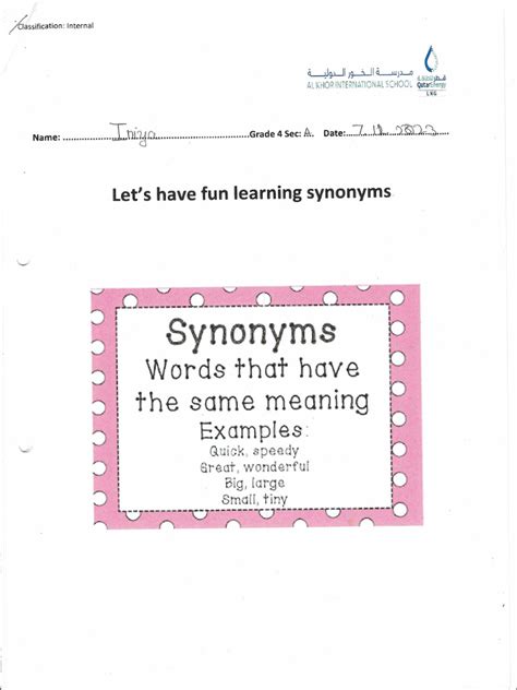 Grammar Synonyms and Antonyms PDF | PDF 