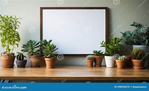 A Wooden Table Topped With Potted Plants Stock Photo Image Of Room