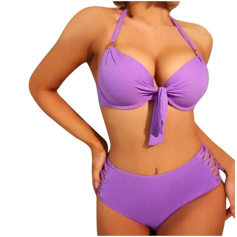 Mitankcoo Halter Bikini Sets For Women High Waisted Bathing Suits Cut