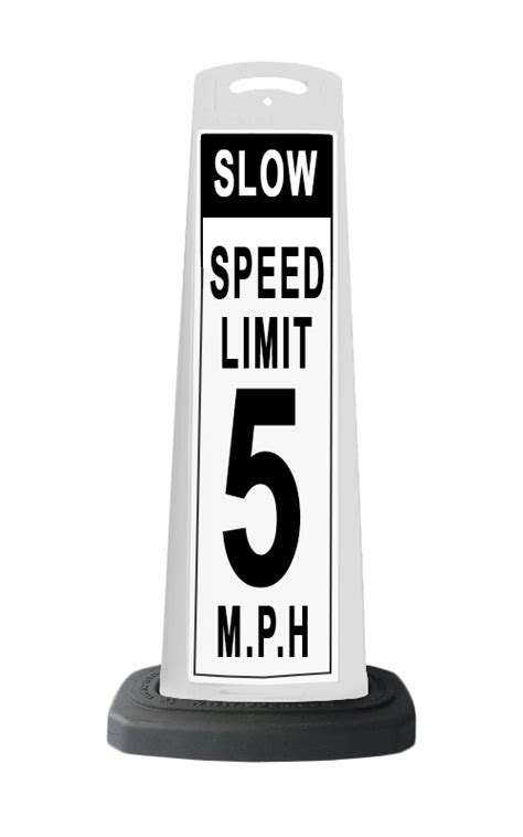 Valet White Vertical Panel Speed Limit Slow With Reflective Sign P