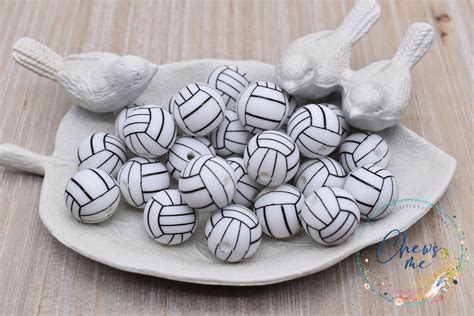 15mm Volleyball Silicone Beads 2 10 Beads Focal Bead Etsy